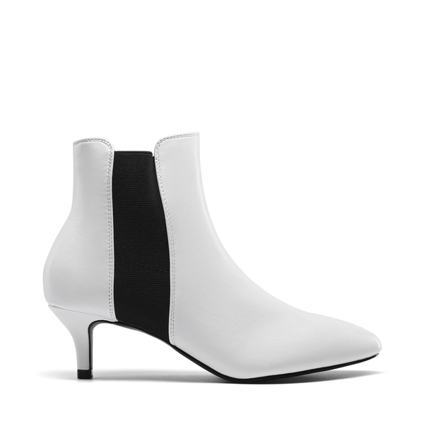 Stiletto Heeled Chelsea Boots - WHITE BLACK - 2